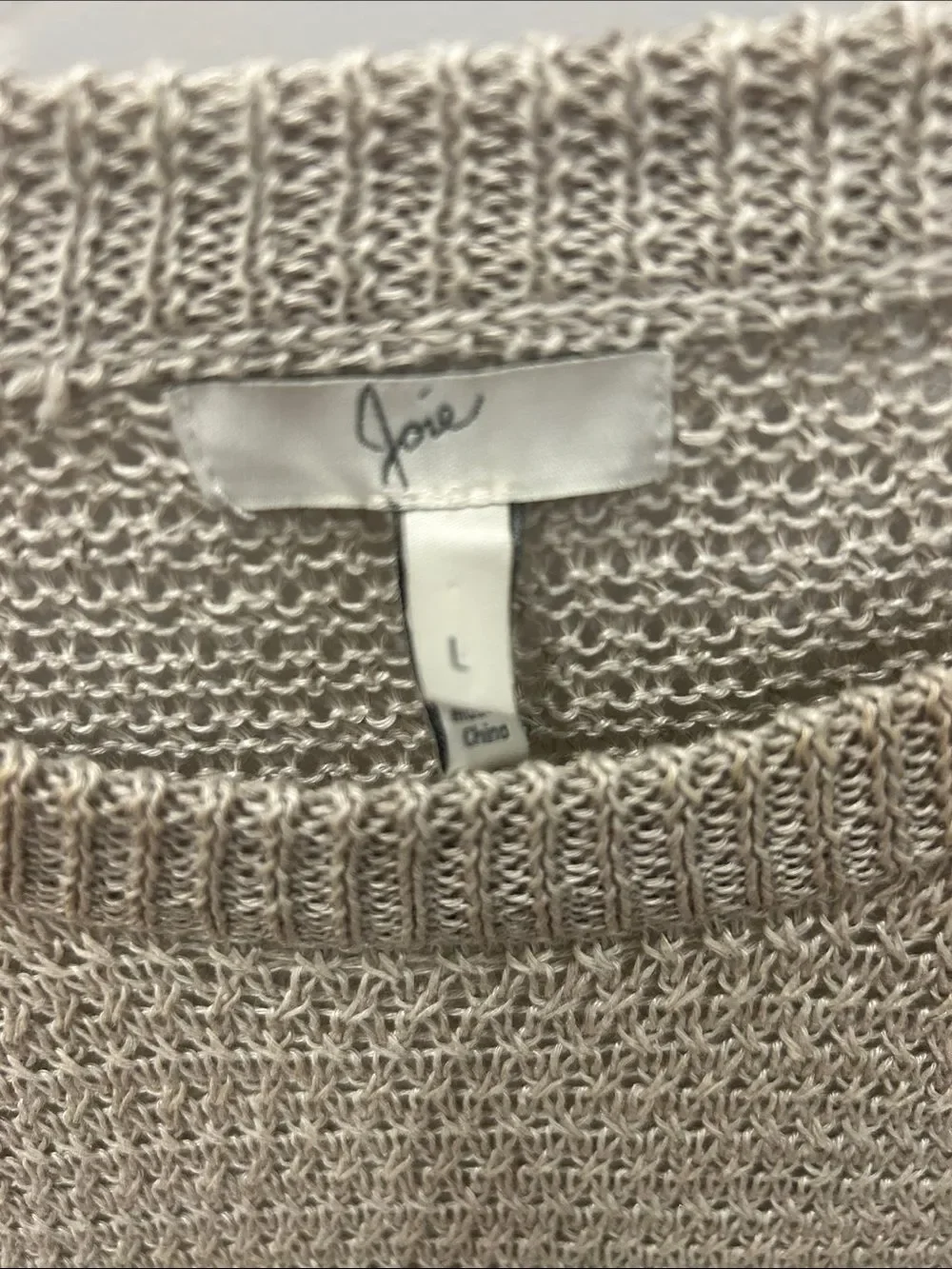 Joie Beige Linen Sweater, Size Large